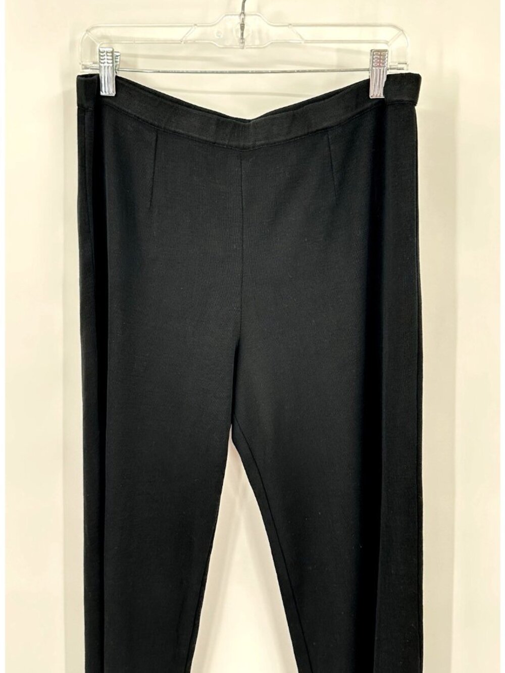 MING WANG straight leg pants black petite PL knit modern knitwear pull on - Picture 3 of 11